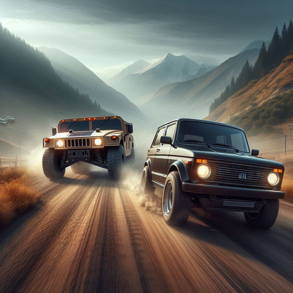 Lada Niva gegen Hummer 1 am Nürburgring