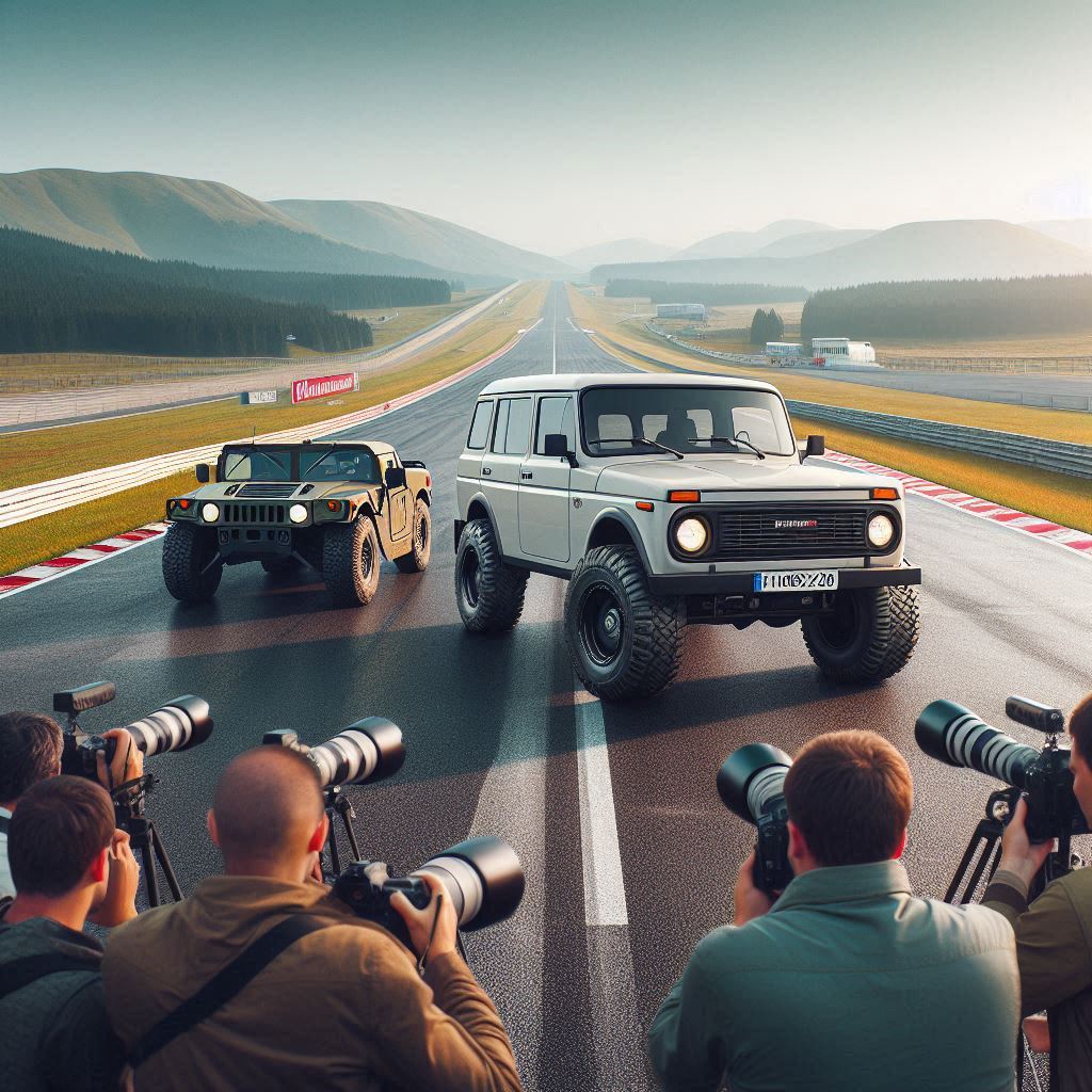 Lada Niva gegen Hummer 1 auf der Nordschleife am Nürburgring